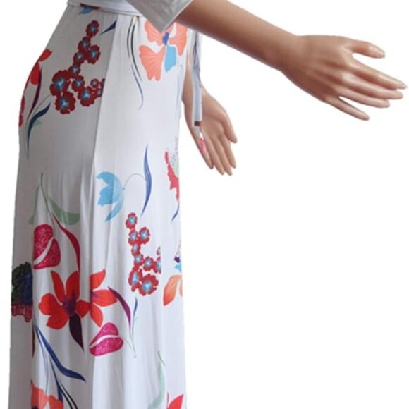 Plus Size Maxi Dress for Women Casual Summer Sundress V-Neck 3/4 Sleeve - Picture 2 of 5